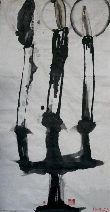 聖三一頌:燭光,70cm×140cm,紙本水墨,2008年Ode To The Trinity Candle Light, 2008 佛山視覺網(wǎng) www.leribao.com